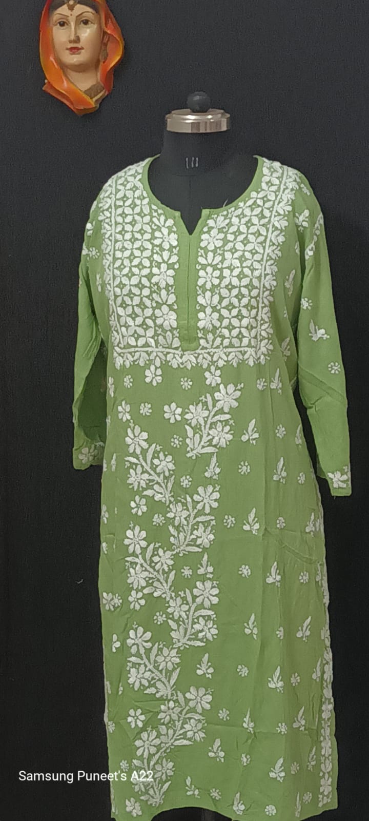 thumbnail: Sambhav Quilt Hub Dames Anarkali Kurta – Lucknowi Chikankari Borduurwerk Rayon Jurken